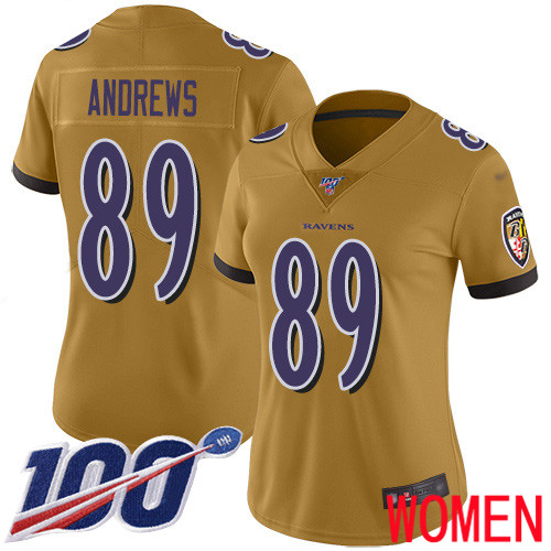 Baltimore Ravens Limited Gold Women Mark Andrews Jersey NFL Football #89 100th Season Inverted Legend